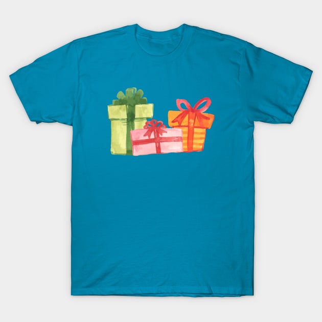 Bright Hand Drawn Watercolor Gift Packages T-Shirt by parazitgoodz